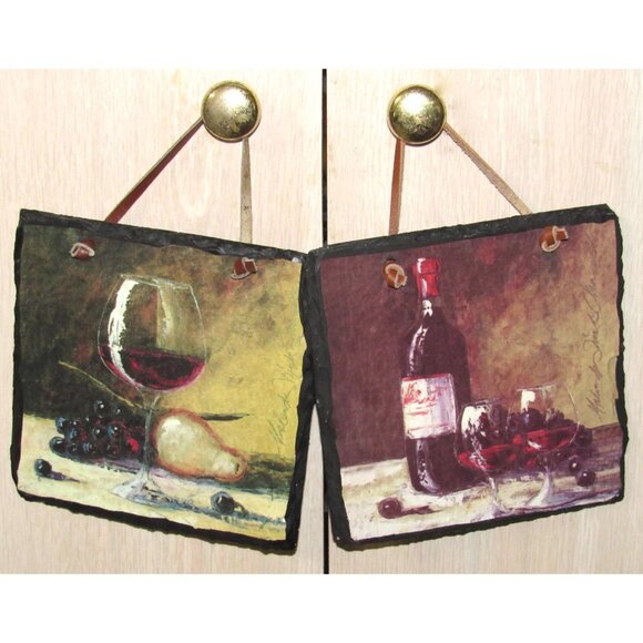 Wine-Themed Slate Wall Art Mediterranean Reflections Set By Evergreen Enterprise - Picture 6 of 6